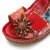 Socofy Genuine Leather Comfy Halcyon Beach Vacation Bohemian Ethnic Floral Decor Wedges Sandals