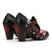 SOCOFY Folkways Colorful Flowers Stitching Genuine Leather Retro T  Strap Dress Pumps For Women