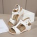 Women Casual Vacation Comfy Woven Design T  Strap Wedges Sandals