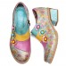 SOCOFY Bohemian Bloom Polychromatic Embossed Flower Splicing Floral Genuine Leather Pumps