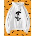 Women Halloween Cartoon Skeleton Cat Pattern Long Sleeve Hoodie