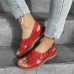 Plus Size Women Casual Comfy Hook   Loop Summer Vacation Handmade Stitching Wedges Sandals