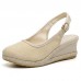 Women Casual linen Fabric Espadrilles Wedges Shoes