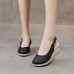 Women Casual linen Fabric Espadrilles Wedges Shoes