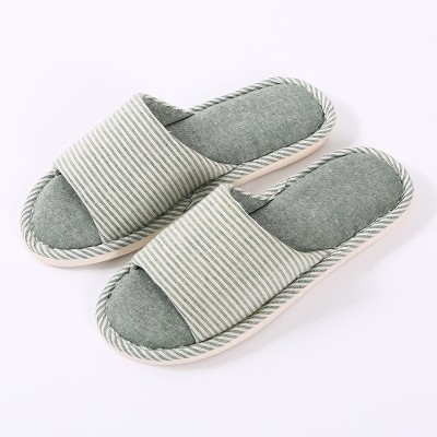 Women Open Toe Striped Comfy Home Slippers