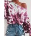 OOTD Women Tie Dye Printing Puff Sleeve Fashion European Loose Sweatshirt