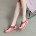 Women Metal Clip Toe Elastic Band Lightweight Beach Sandals