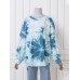 OOTD Women Tie Dye Printing Puff Sleeve Fashion European Loose Sweatshirt