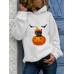 Women Halloween Cartoon Pumpkin Cat Bat Printed Long Sleeve Hoodie