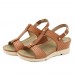 Women Casual Vacation Comfy Woven Design T  Strap Wedges Sandals