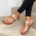 Plus Size Women Casual Summer Vacation Belt Buckle Embellished Thumb Slippers