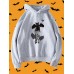 Women Halloween Cartoon Skeleton Cat Pattern Long Sleeve Hoodie