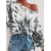 OOTD Women Tie Dye Printing Puff Sleeve Fashion European Loose Sweatshirt