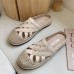 Women Retro Ethnic Casual Vacation Comfy Breathable Woven Closed Toe Espadrilles Slippers