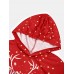 Women Christmas Cartoon Pattern Pocket Print Star Spot Long Sleeve Hooded Sweatshirt