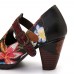 SOCOFY Folkways Colorful Flowers Stitching Genuine Leather Retro T  Strap Dress Pumps For Women