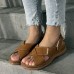 Plus Size Women Casual Comfy Hook   Loop Summer Vacation Handmade Stitching Wedges Sandals