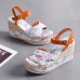 Large Size Women Casual Summer Vacation Floral Print Espadrilles Wedges Sandals