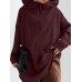 Women Long Solid Color Front Pocket Loose Retro Hooded Sweatshirt