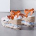 Large Size Women Casual Summer Vacation Floral Print Espadrilles Wedges Sandals