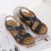 Women Casual Breathable Hollow Hook   Loop Summer Vacation Handmade Stitching Wedges Sandals