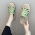 Women Retro Ethnic Casual Vacation Comfy Breathable Woven Closed Toe Espadrilles Slippers