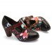 SOCOFY Folkways Colorful Flowers Stitching Genuine Leather Retro T  Strap Dress Pumps For Women