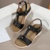 Women Casual Vacation Comfy Woven Design T  Strap Wedges Sandals