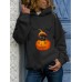 Women Halloween Cartoon Pumpkin Cat Bat Printed Long Sleeve Hoodie