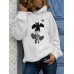 Women Halloween Cartoon Skeleton Cat Pattern Long Sleeve Hoodie