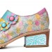 SOCOFY Bohemian Bloom Polychromatic Embossed Flower Splicing Floral Genuine Leather Pumps