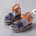 Large Size Women Casual Summer Vacation Floral Print Espadrilles Wedges Sandals