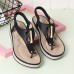 Women Metal Clip Toe Elastic Band Lightweight Beach Sandals