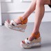 Large Size Women Casual Summer Vacation Floral Print Espadrilles Wedges Sandals