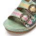 Socofy Genuine Leather Comfy Halcyon Beach Vacation Bohemian Ethnic Embellished Wedges Sandals