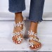 Women Flower Decro Bohemia Beading Toe Ring Casual Beach Flat Sandals