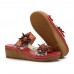 Socofy Genuine Leather Comfy Halcyon Beach Vacation Bohemian Ethnic Floral Decor Wedges Sandals