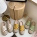 Women Retro Ethnic Casual Vacation Comfy Breathable Woven Closed Toe Espadrilles Slippers