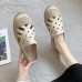 Women Retro Ethnic Casual Vacation Comfy Breathable Woven Closed Toe Espadrilles Slippers