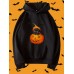 Women Halloween Cartoon Pumpkin Cat Bat Printed Long Sleeve Hoodie