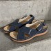 Plus Size Women Casual Comfy Hook   Loop Summer Vacation Handmade Stitching Wedges Sandals