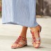 Socofy Genuine Leather Comfy Summer Vacation Bohemian Ethnic Floral Print Hook   Loop T  Strap Sandals