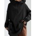 Women Long Solid Color Front Pocket Loose Retro Hooded Sweatshirt