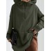 Women Long Solid Color Front Pocket Loose Retro Hooded Sweatshirt