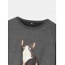 Women Cute Cat Graphics Round Neck Casual Raglan Sleeve Sweatshirts